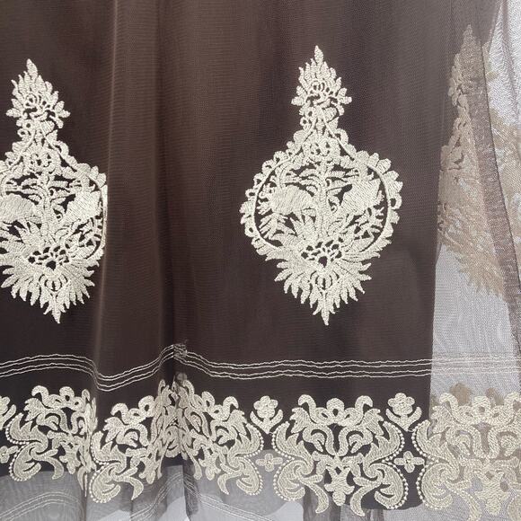 Nygard Boho Lace Overlay Brown Midi Skirt Women’s Size 20 3X Zip Closure - Picture 4 of 11